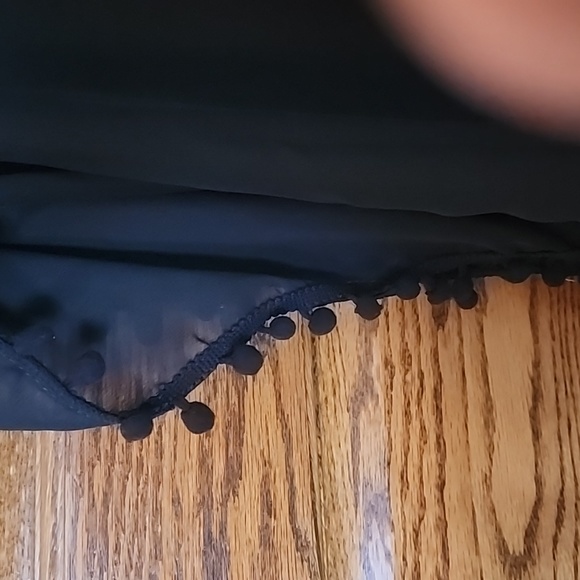 Swim cover up One Size fits most super cute black with pom poms - Picture 2 of 4